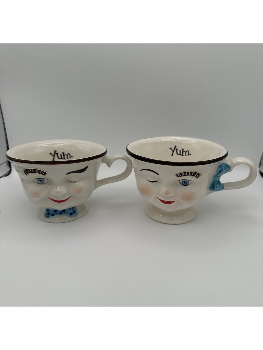 BAILEY'S Irish Cream YUM 'HIS & HERS' Cups-Tie/Bow- [SET OF 2]